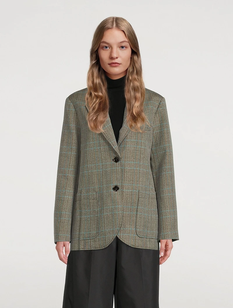 Slit Blazer Check Print