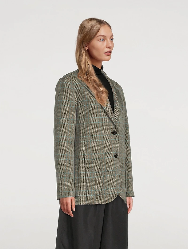 Slit Blazer Check Print