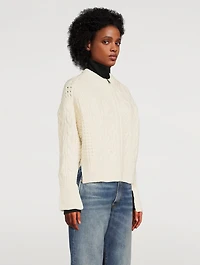 Cable-Knit Wool Zip-Front Cardigan