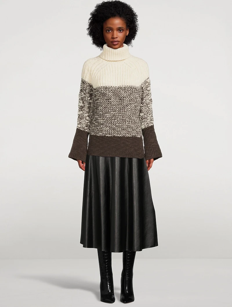 Colourblock Wool Turtleneck Sweater