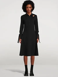 Tie-Cuff Knit Shirt Dress