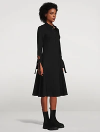 Tie-Cuff Knit Shirt Dress