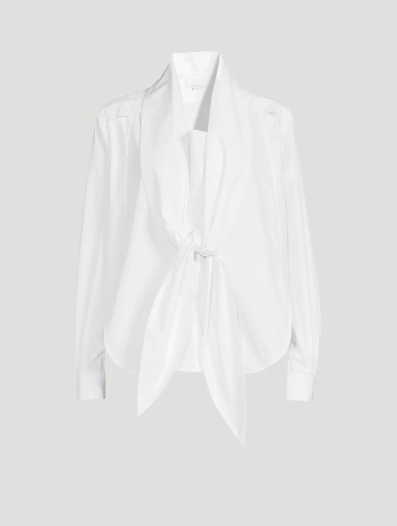 Cotton Poplin Tie-Front Shirt