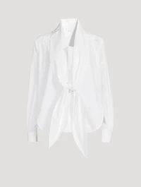 Cotton Poplin Tie-Front Shirt