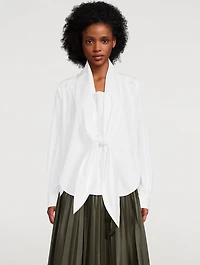 Cotton Poplin Tie-Front Shirt