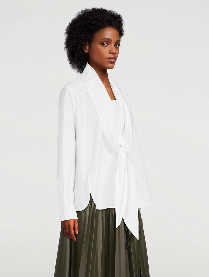 Cotton Poplin Tie-Front Shirt