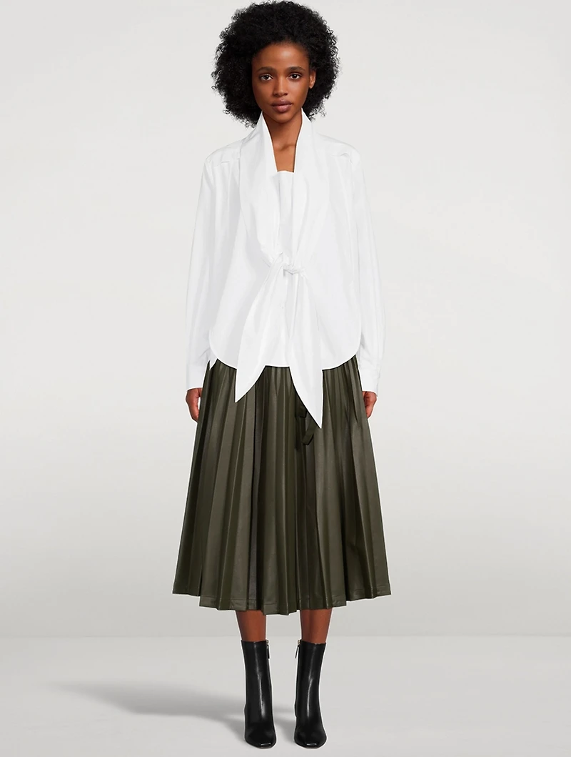 Cotton Poplin Tie-Front Shirt