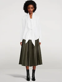 Cotton Poplin Tie-Front Shirt