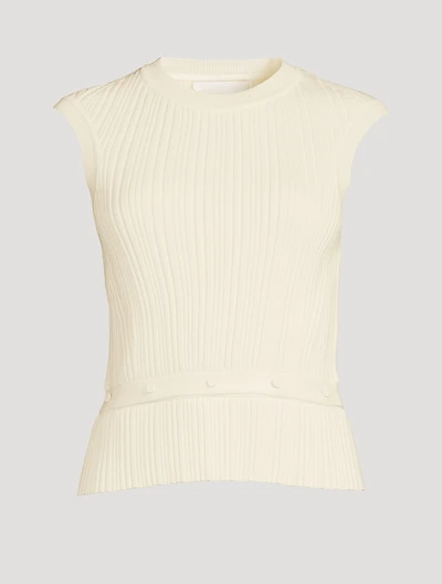 Ribbed Merino Wool Sleeveless Sweater With Detachable Hem