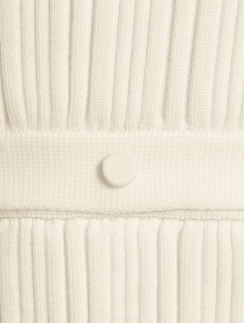 Ribbed Merino Wool Sleeveless Sweater With Detachable Hem