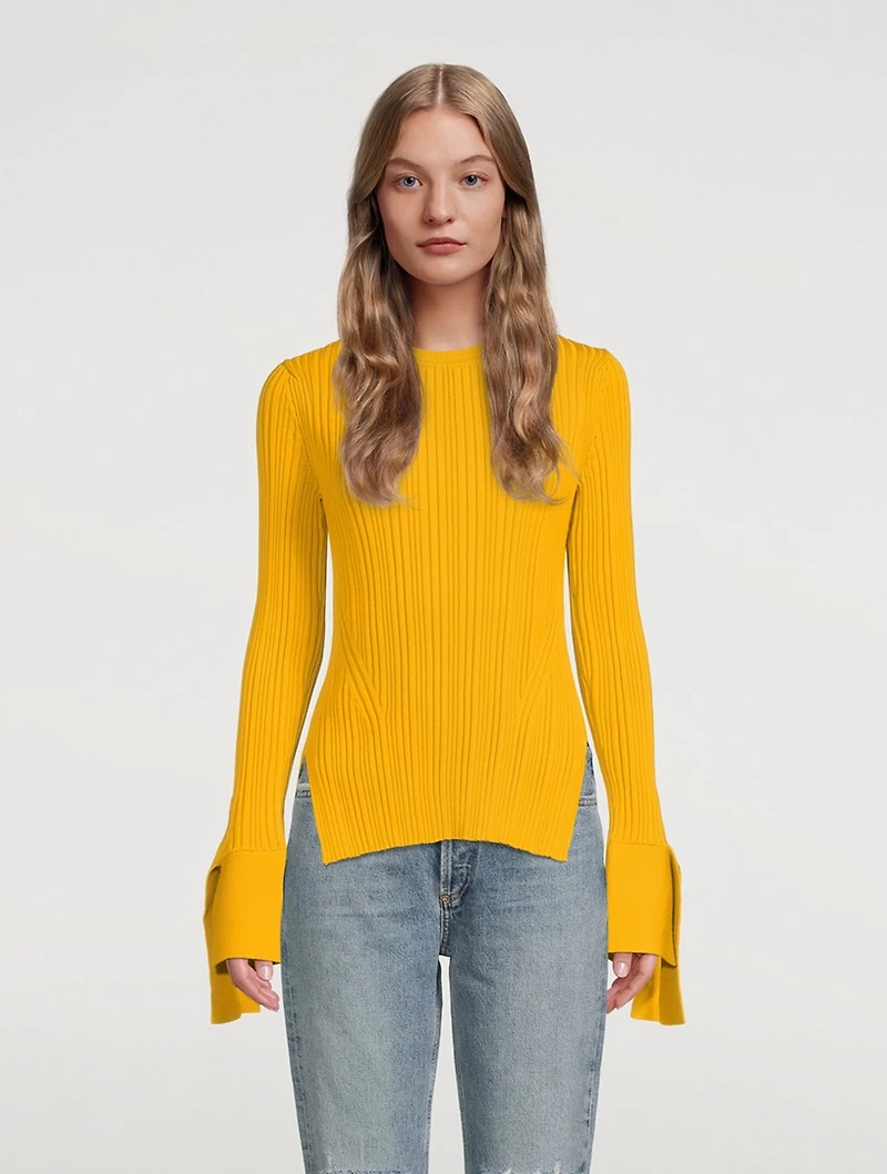 Merino Wool Sweater With Tie Cuffs