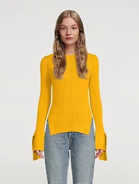 Merino Wool Sweater With Tie Cuffs