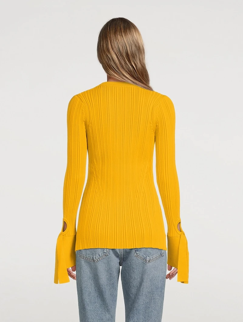 Merino Wool Sweater With Tie Cuffs