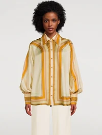 Temp Silk Poet Shirt Stripe Print