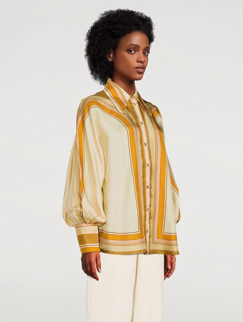 Temp Silk Poet Shirt Stripe Print