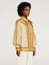 Temp Silk Poet Shirt Stripe Print