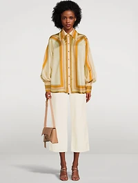 Temp Silk Poet Shirt Stripe Print