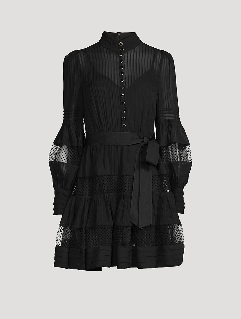 Spliced Mesh Mini Dress