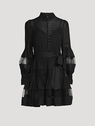 Spliced Mesh Mini Dress