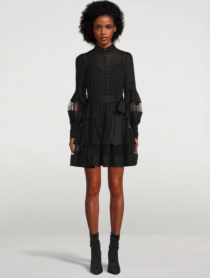 Spliced Mesh Mini Dress