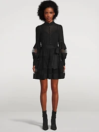 Spliced Mesh Mini Dress