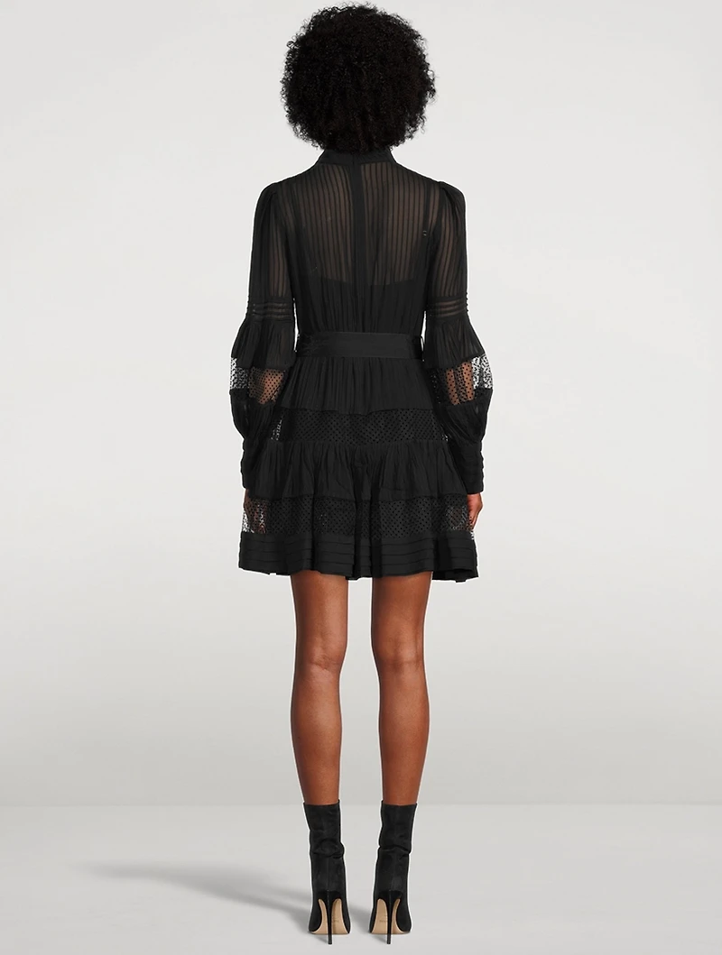 Spliced Mesh Mini Dress