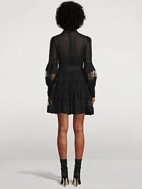 Spliced Mesh Mini Dress