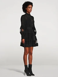 Spliced Mesh Mini Dress