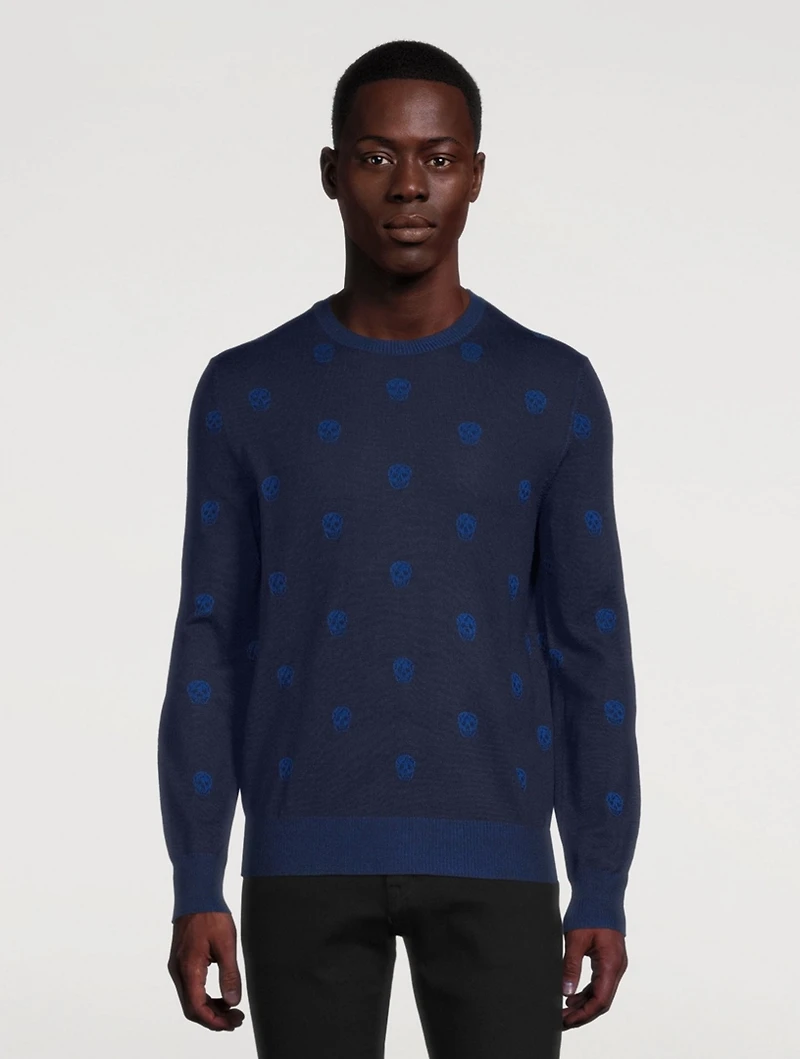 Wool Skull Jacquard Sweater