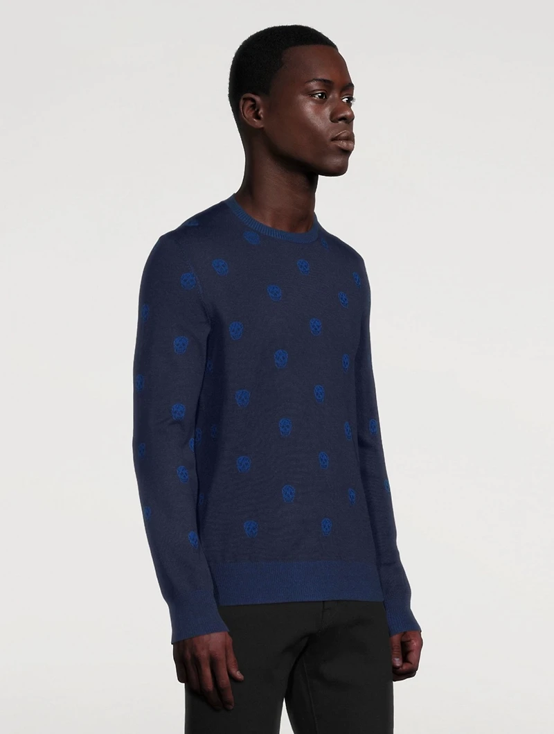 Wool Skull Jacquard Sweater