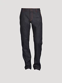 Contrast Stitch Straight-Leg Jeans