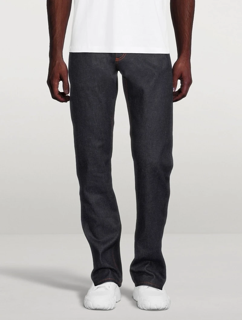 Contrast Stitch Straight-Leg Jeans