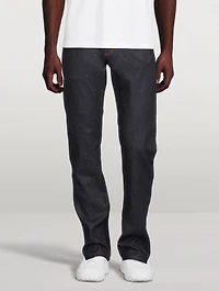 Contrast Stitch Straight-Leg Jeans