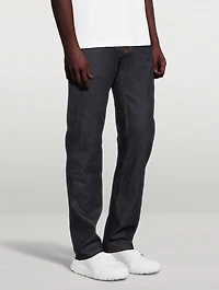 Contrast Stitch Straight-Leg Jeans