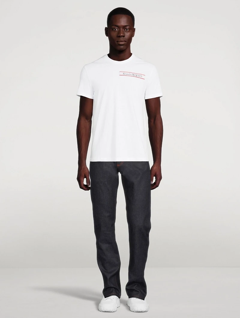 Contrast Stitch Straight-Leg Jeans