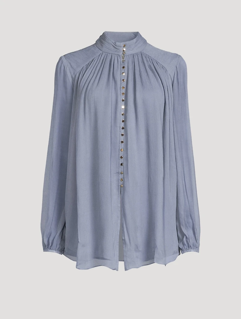 Kayla Balloon-Sleeve Blouse