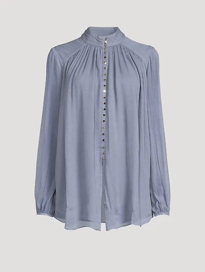 Kayla Balloon-Sleeve Blouse