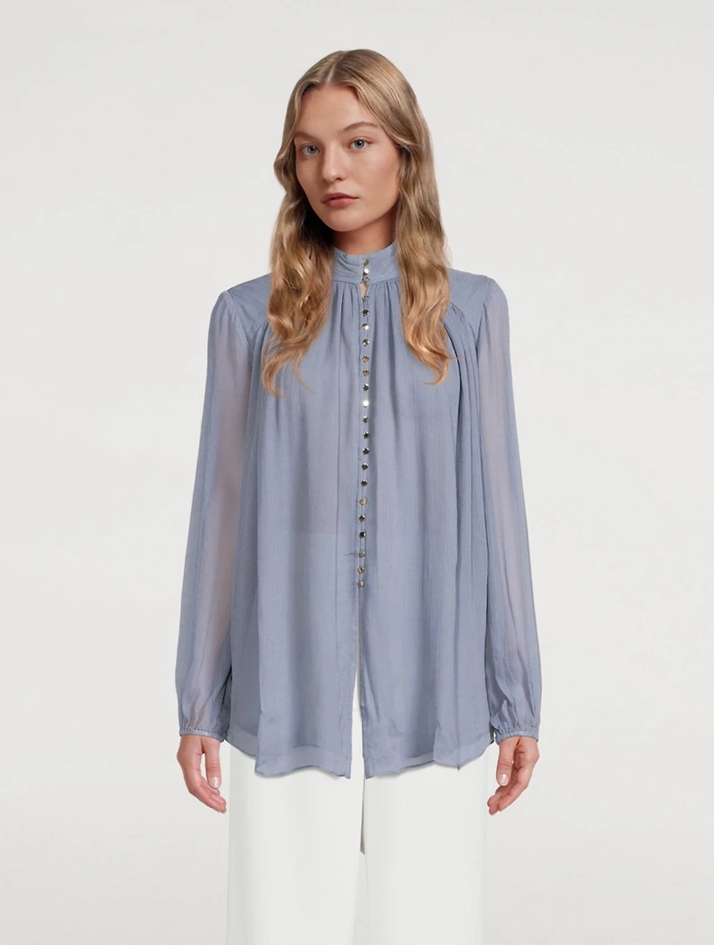 Kayla Balloon-Sleeve Blouse