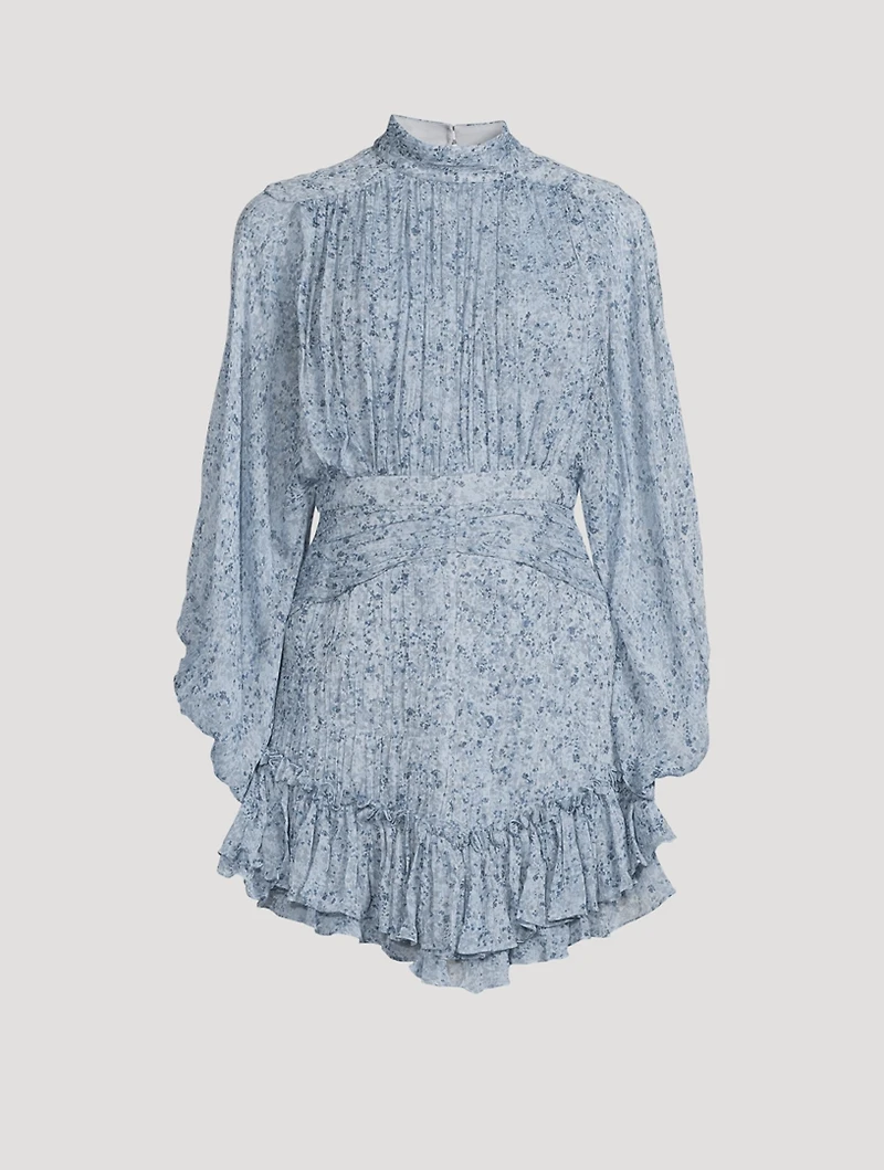 Harmony High-Neck Ruched Mini Dress
