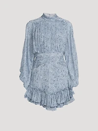 Harmony High-Neck Ruched Mini Dress