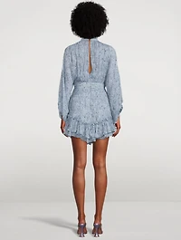 Harmony High-Neck Ruched Mini Dress