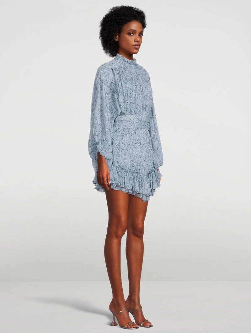 Harmony High-Neck Ruched Mini Dress