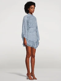Harmony High-Neck Ruched Mini Dress