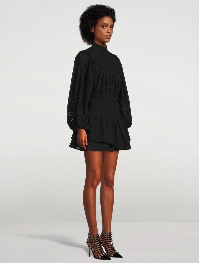 Poppy Cotton Balloon-Sleeve Mini Dress