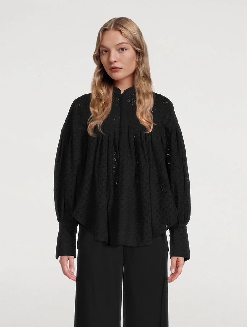 Poppy Cotton Balloon-Sleeve Blouse