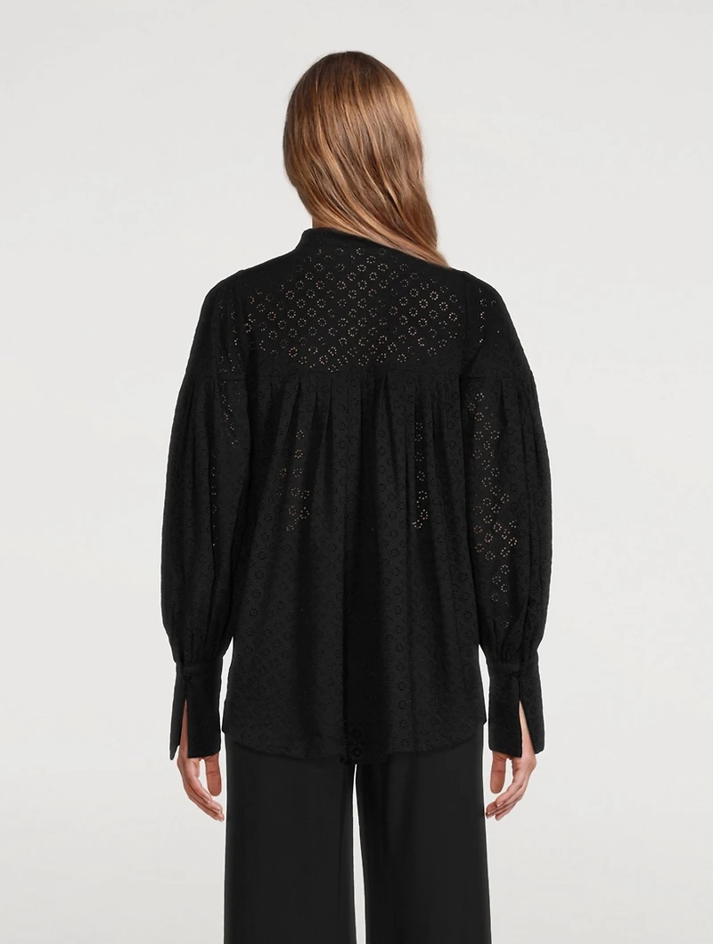 Poppy Cotton Balloon-Sleeve Blouse