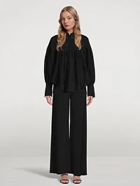 Poppy Cotton Balloon-Sleeve Blouse