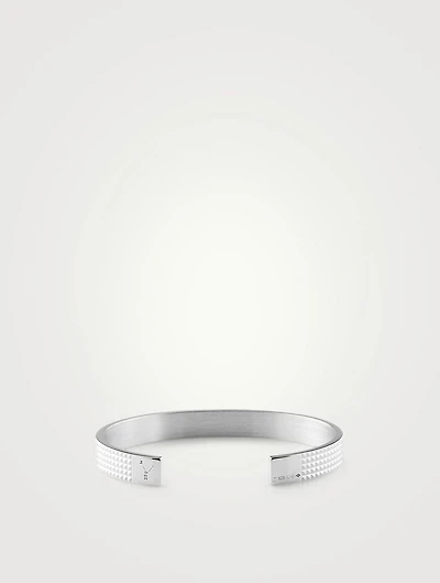 23g Polished Sterling Silver Pyramid Guilloché Bracelet