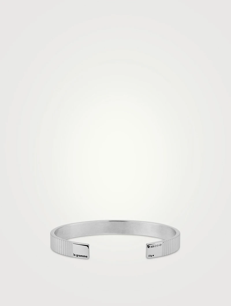 23g Polished Sterling Silver Vertical Guilloché Bracelet