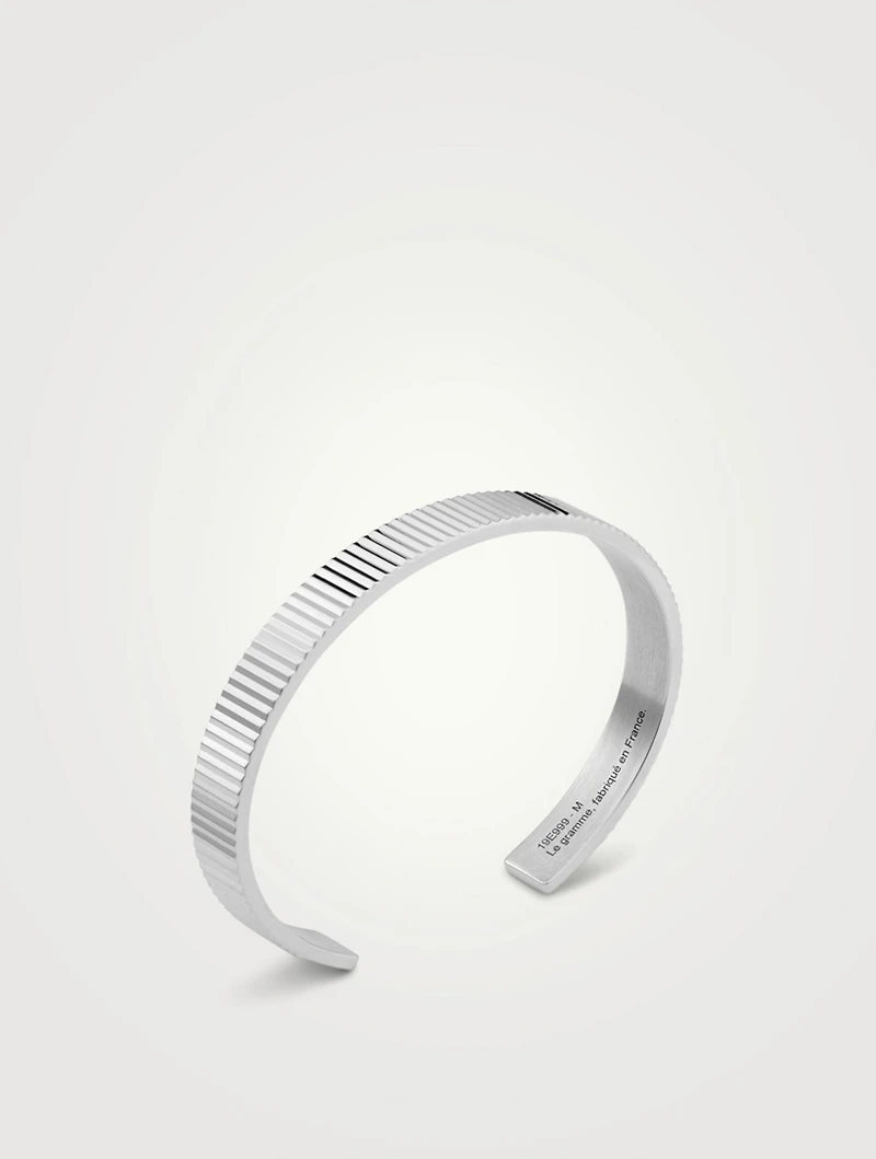 23g Polished Sterling Silver Vertical Guilloché Bracelet